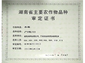 湖南省主要农作物品种审定证书